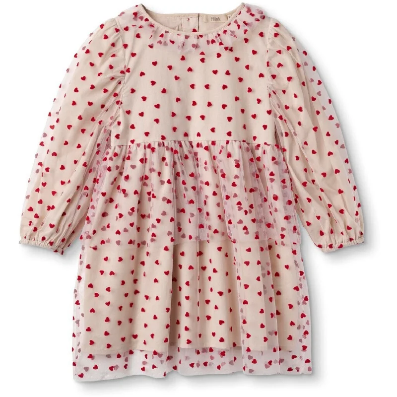 Fliink Sandshell/ Pompeian Red Tulle Heart Dress