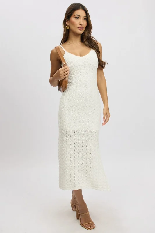 White Knit Dress Singlet Midi