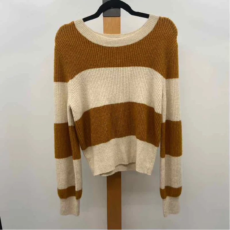 American Eagle Women's Size L Mustard Yellow Stripe Sweater