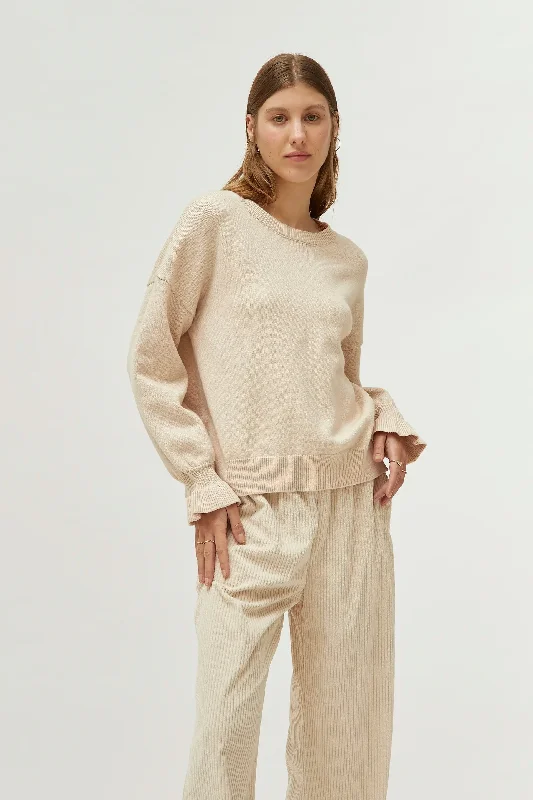 Beige Cuff Detail Sweater