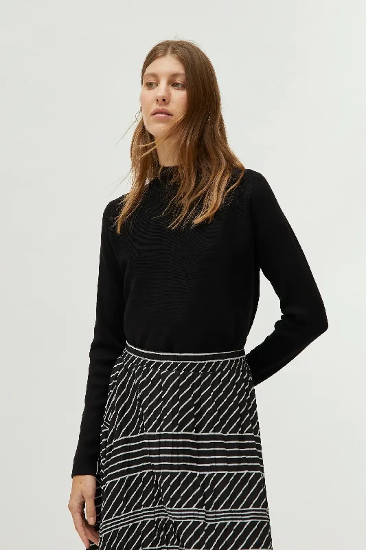 Black Mock Flared Sweater