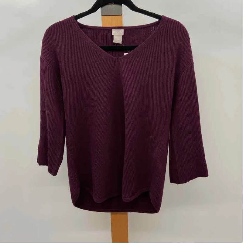 Chico's Women's Size S maroon Solid Sweater