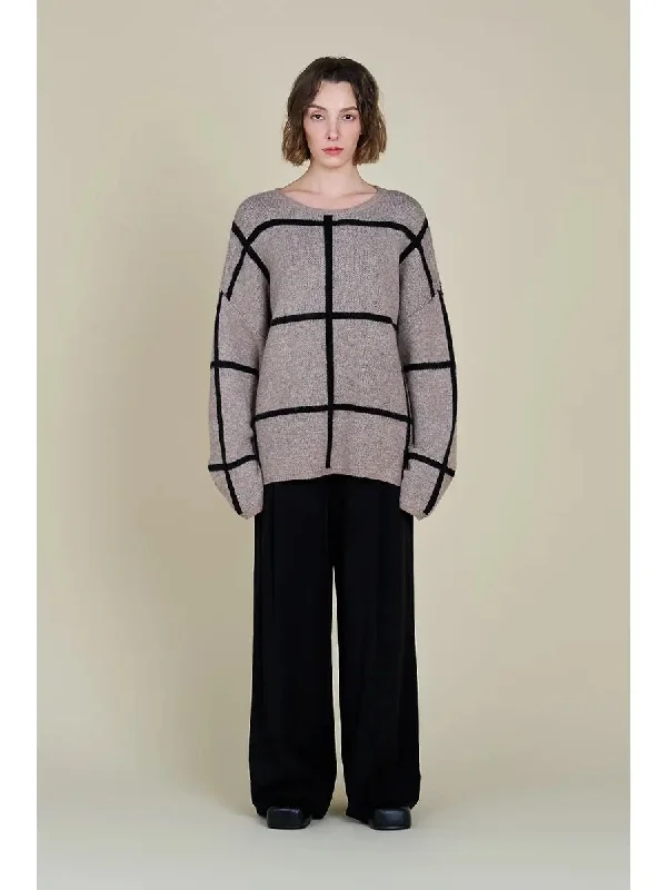 Grid Sweater - Greige