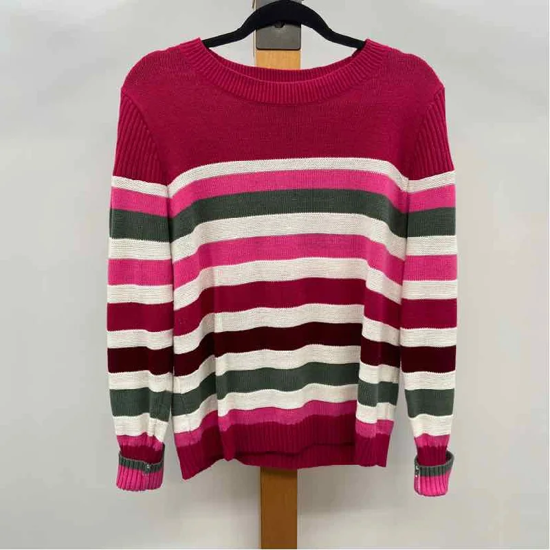 Loft Women's Size XL Pink Stripe Sweater