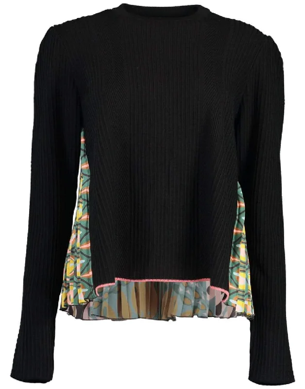 Pleated Print Back Super Sweater