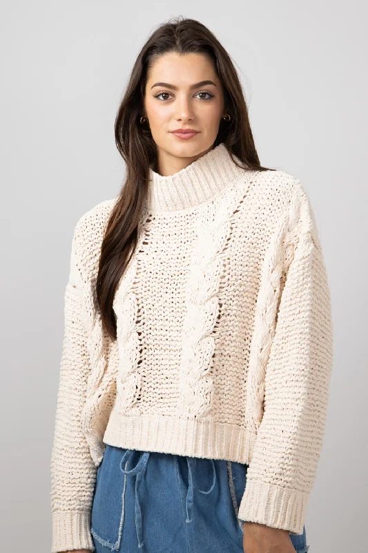 Simply Southern Braid Cropped Sweater for Women in Parchment Cream | PP-0224-SWTR-BRAID-PARCH