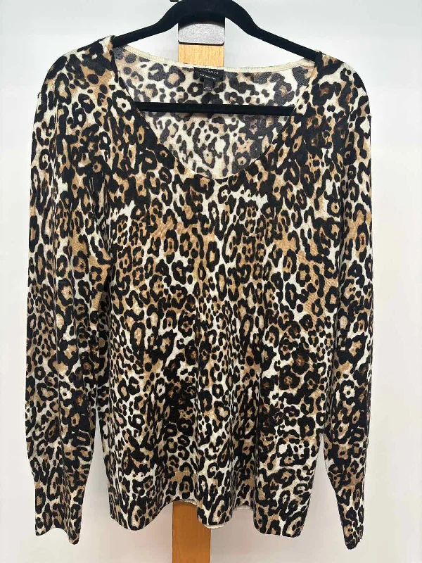 Talbots Women's Size L Tan Animal Print Sweater