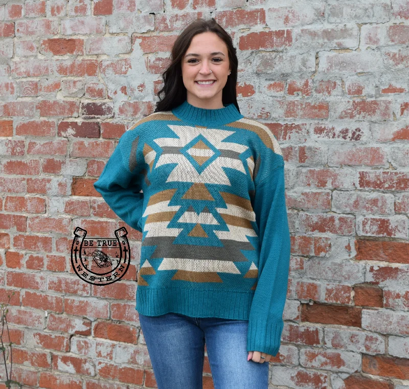 The Chic Aztec High Neck Sweater