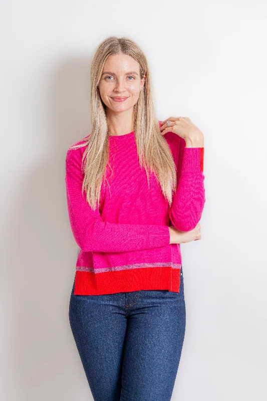 Fuchsia Sweater w/ Orange Trim