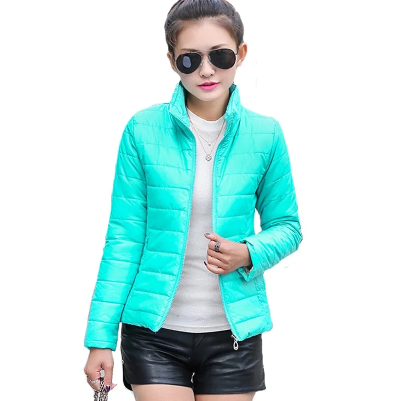 2017 women winter basic jacket ultra light candy color spring coat female short cotton outerwear jaqueta feminina