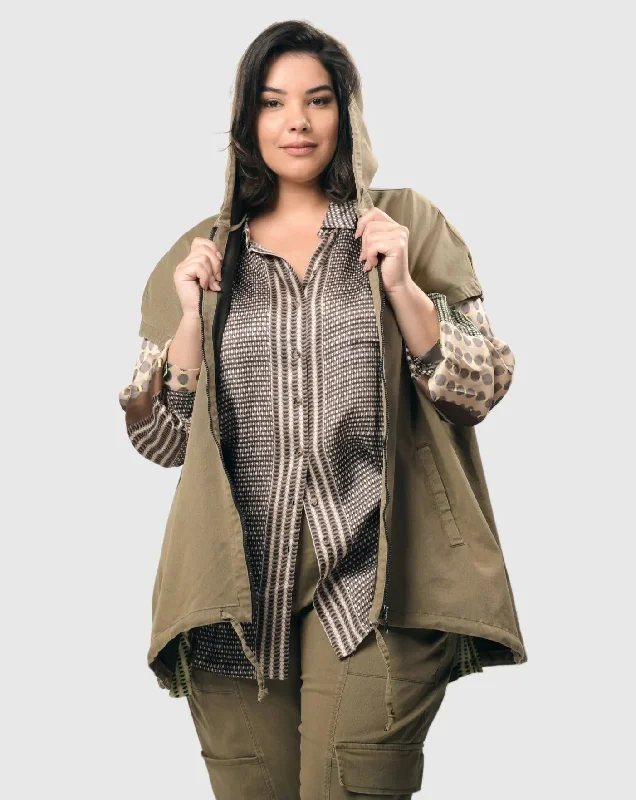 Soft Twill Drawstring Vest, Khaki