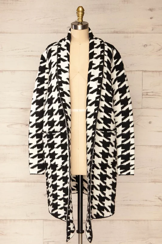 Arganda | Open Front Houndstooth Coat