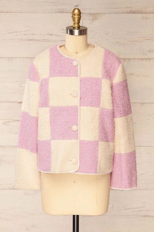 Clervie | Knit Square Patterned Coat