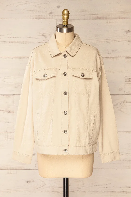 Cleveland Beige | Oversized Denim Jacket