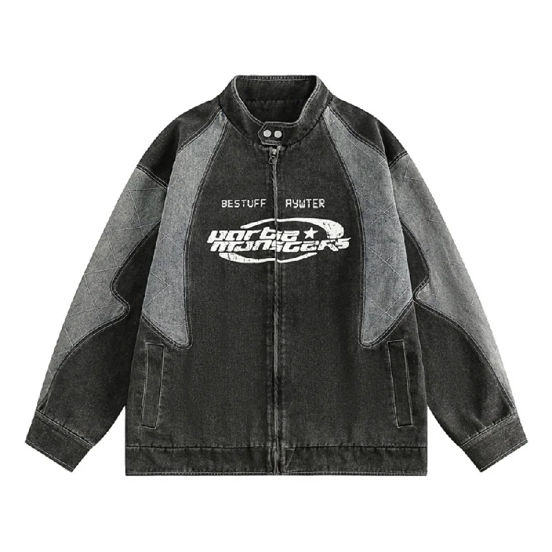 Motorcycle Patchwork Denim Jacket