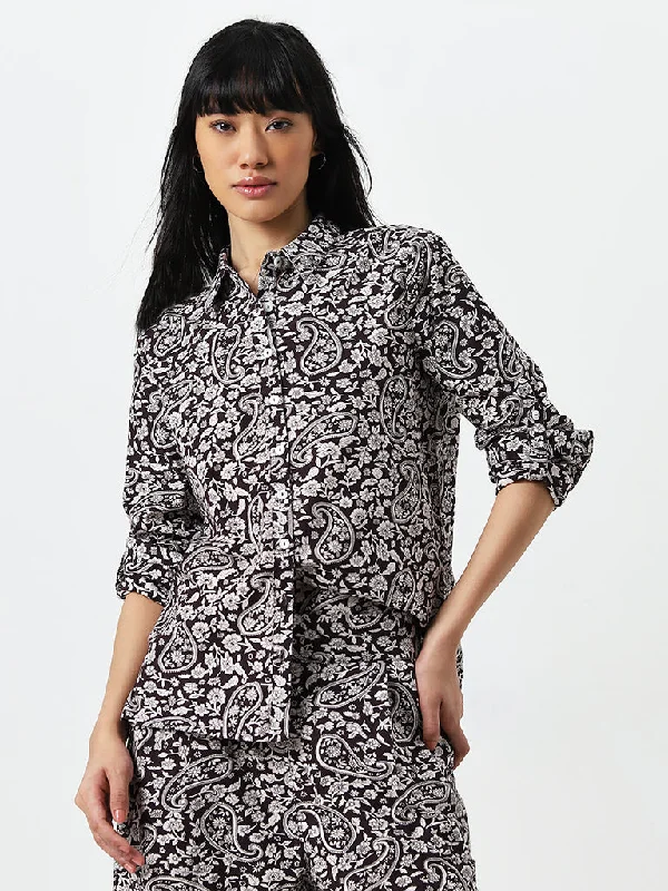 Bombay Paisley Brown Paisley Printed Cotton Shirt