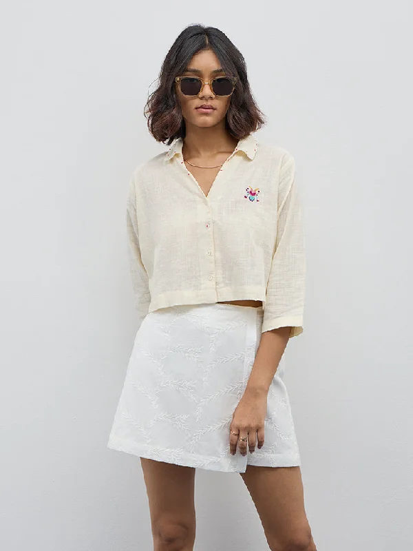 Bombay Paisley Cream Embroidered Cotton Shirt