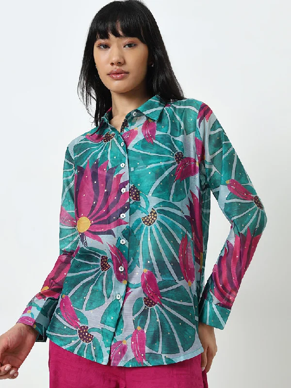 Bombay Paisley Teal Floral Printed Shirt