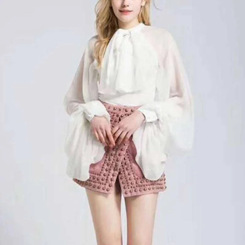 Chiffon Transparent Exaggerated Sleeve Shirt