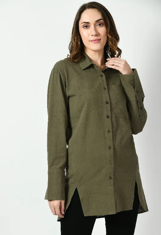 Olive long Shirt