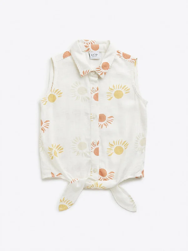 HOP Kids Off-White Sun Printed Shirt