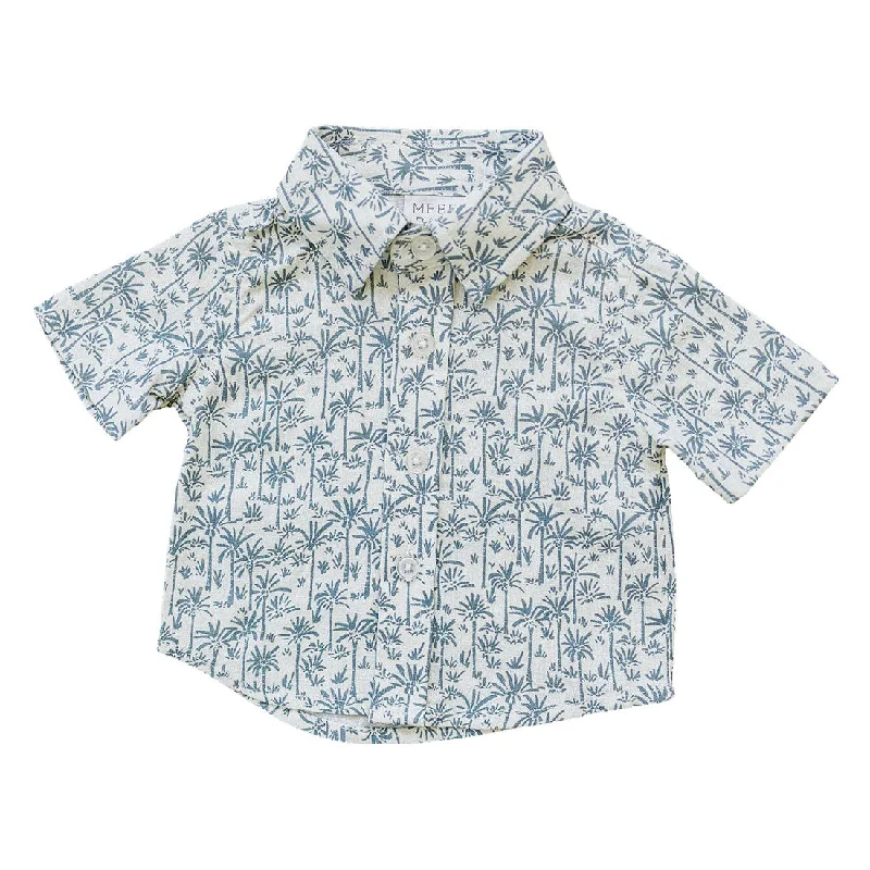 Linen Button Up Shirt - Palm Tree