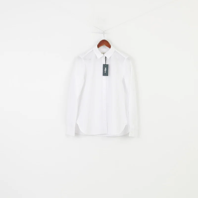 NEW Mulberry Woman 12 L Casual Shirt White Long Sleeve Elegant Collar Top