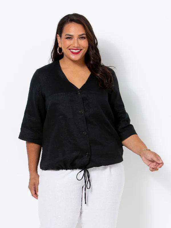 Black Havana Button V Shirt