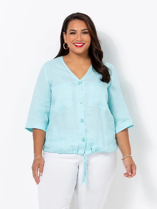 Mist Havana Button V Shirt