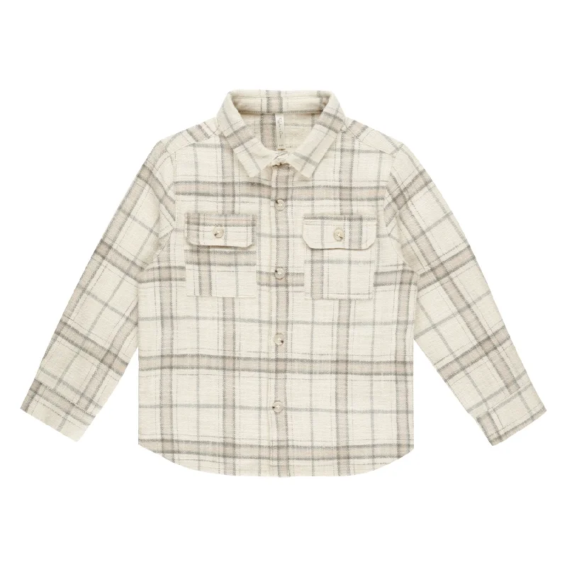 Collared Long Sleeve Shirt - Rustic Plaid - Stone