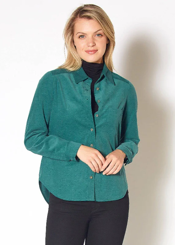 Women's Button Up Corduroy Shirt in Teal