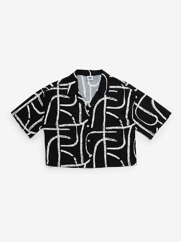 Y&F Kids Black Abstract Design Shirt