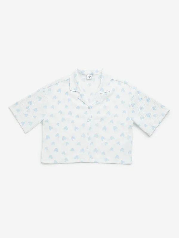 Y&F Kids Blue Heart Printed Shirt