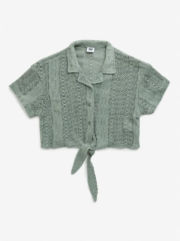 Y&F Kids Sage Knit-Textured Cotton Blend Shirt