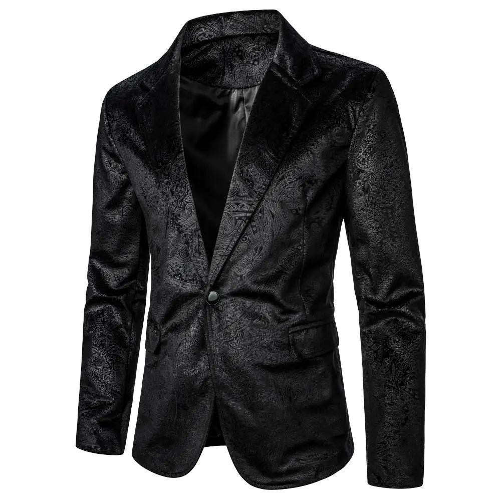 Men's Blazer Grain Texture Patterned Pocket Single Button Night Club Bar Stage Wedding  Conference