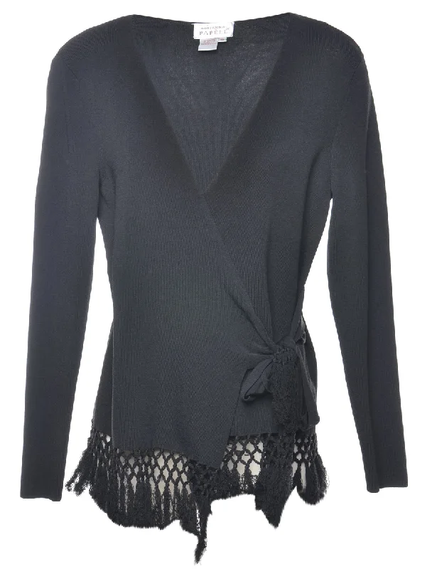 Black Fringing Cardigan - M