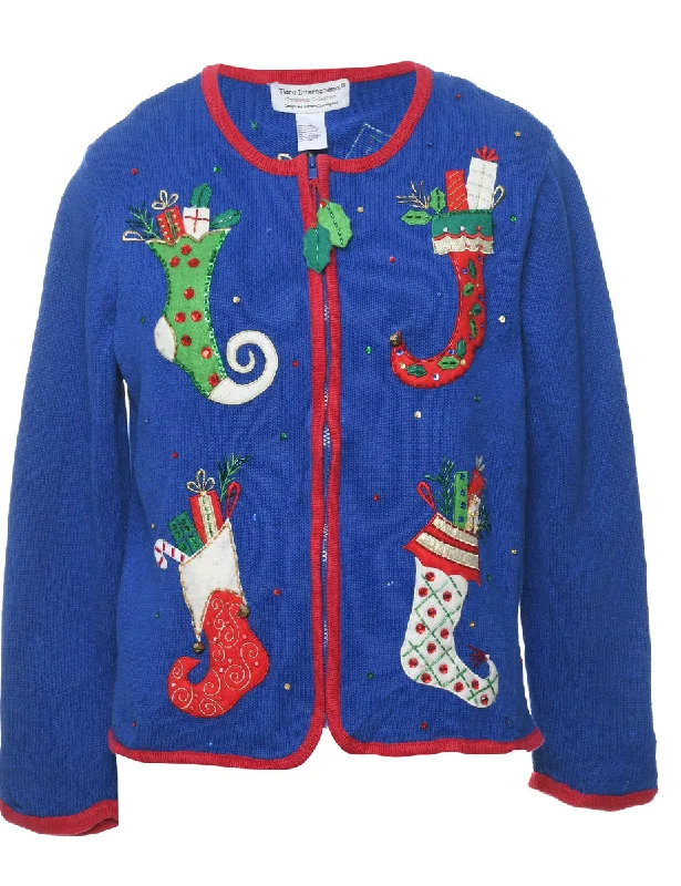 Blue Christmas Cardigan - L