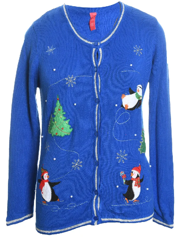 Blue Christmas Cardigan - M