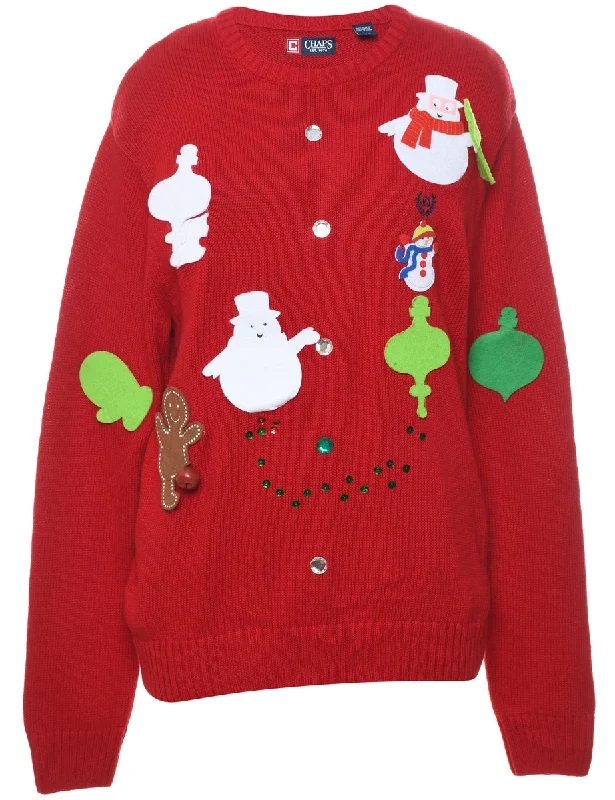 Chaps Snowman Christmas Cardigan - L