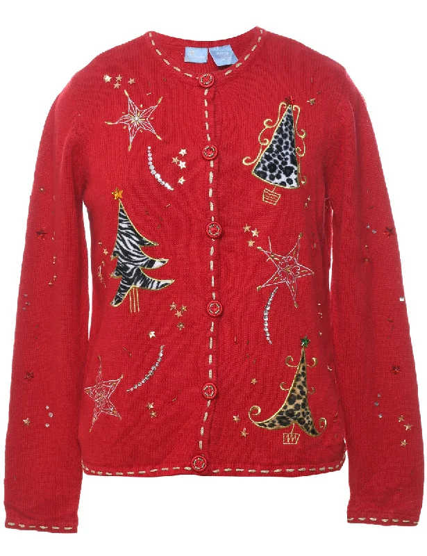 Christmas Tree Design Cardigan - M