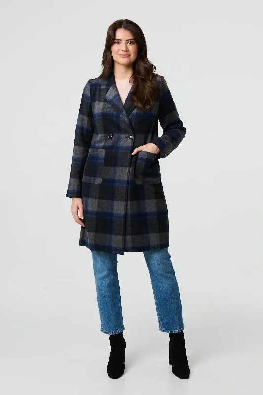 Checked Double Breasted Blazer Jacket