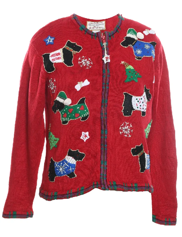 Cute Animal Print Christmas Cardigan - M