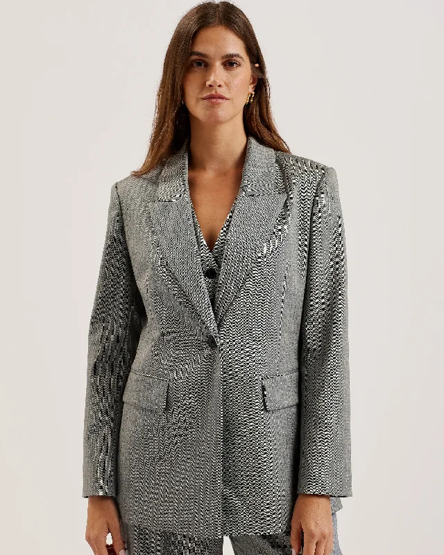 Koa Pinstripe Single Breasted Tailored Blazer Dk-Grey