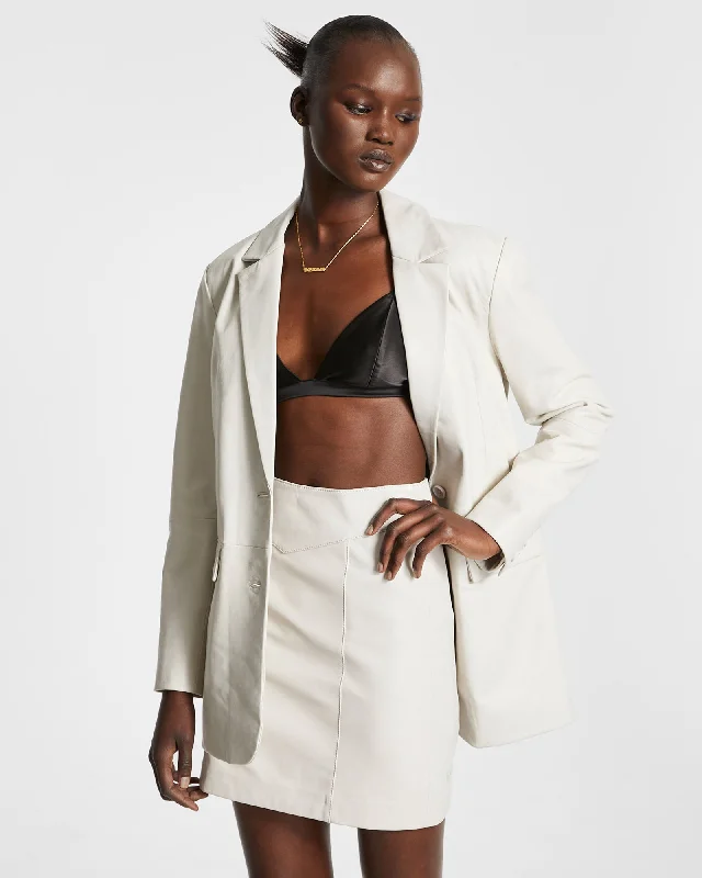 VIVIAN LEATHER BLAZER OFF WHITE