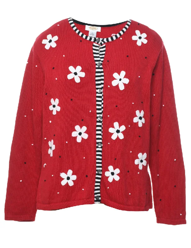 Floral Christmas Cardigan - L