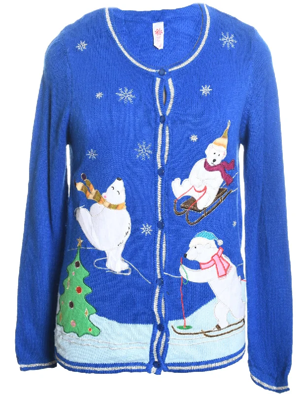 Polar Bear Design Christmas Cardigan - S