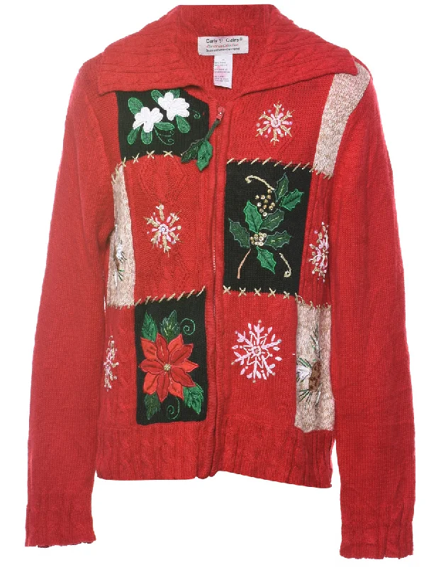 Red Christmas Cardigan - M