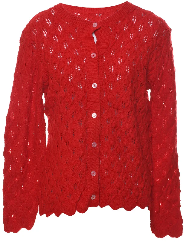 Red Crochet Cardigan - L