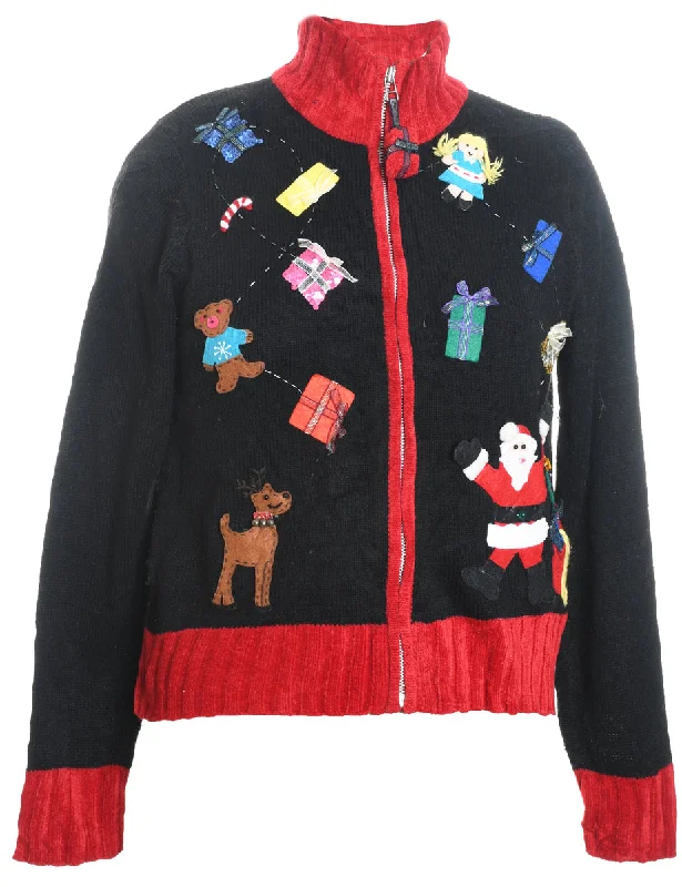 Santa Claus & Reindeer Christmas Cardigan - M