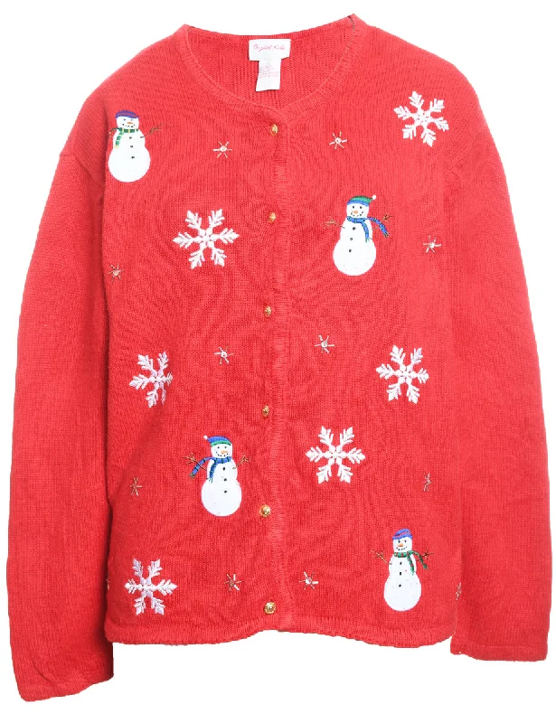 Snowman Christmas Cardigan - L